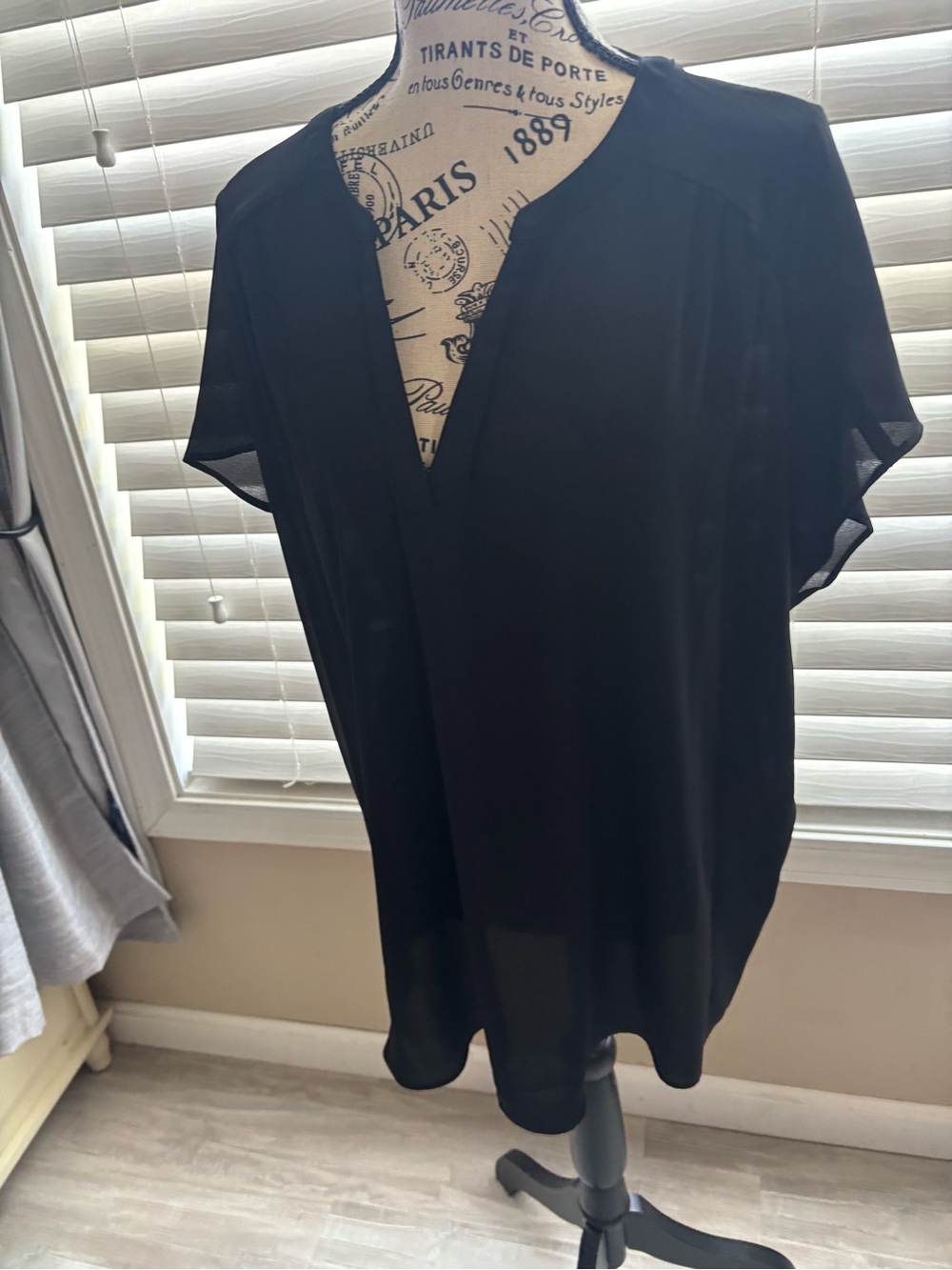 Banana Republic Black V-Neck Short Sleeve Blouse